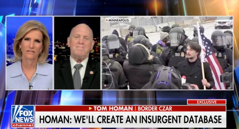 Tom Homan during his appearance on The Ingraham Angle."