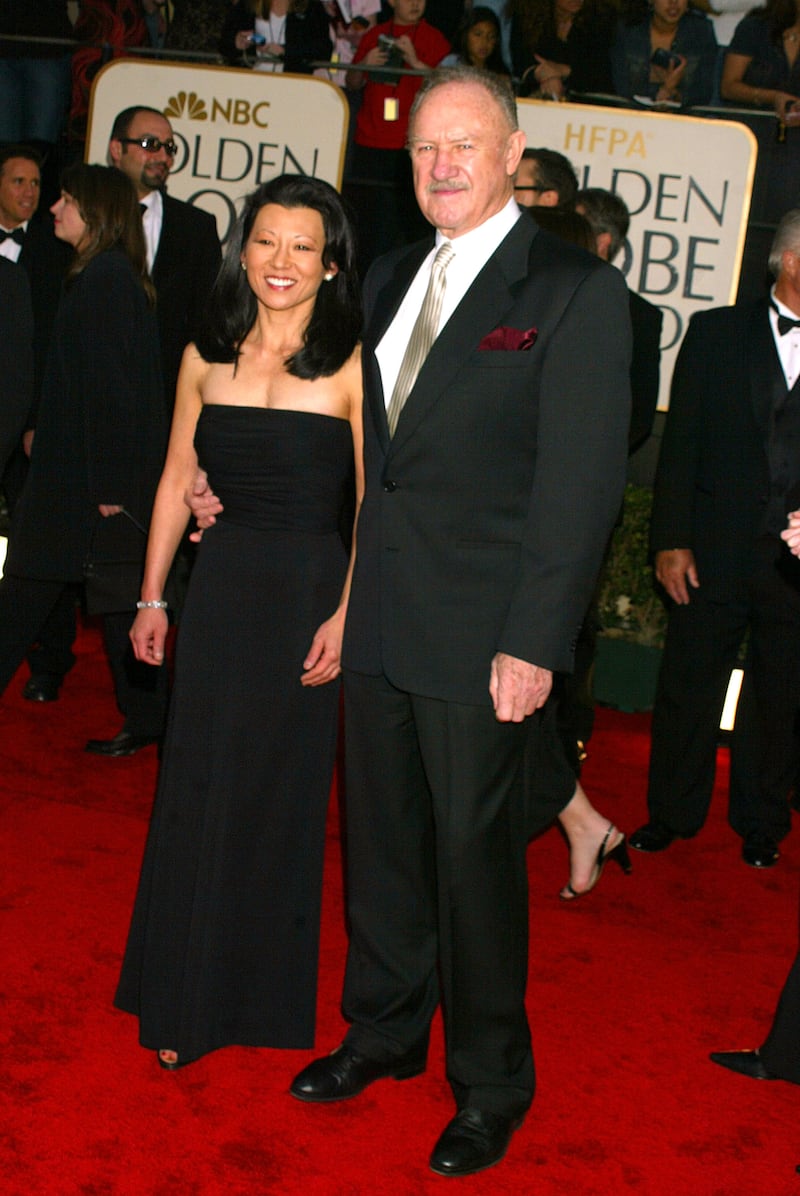 Gene Hackman & wife Betsy Arakawa during The 60th Annual Golden Globe Awards - Arrivals at The Beverly Hilton Hotel in Beverly Hills, California, United States. (Photo by Jeffrey Mayer/WireImage)