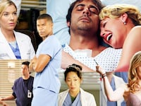 A photo illustration of production stills from Grey's Anatomy.