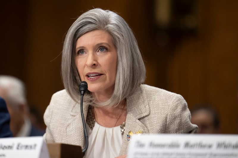 Senator Joni Ernst (R-IA) is seen during a Senate Foreign Relations Committee confirmation hearing on Capitol Hill on March 04, 2025.