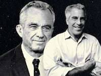 An illustration that includes photos of RFK Jr. and Jeffrey Epstein