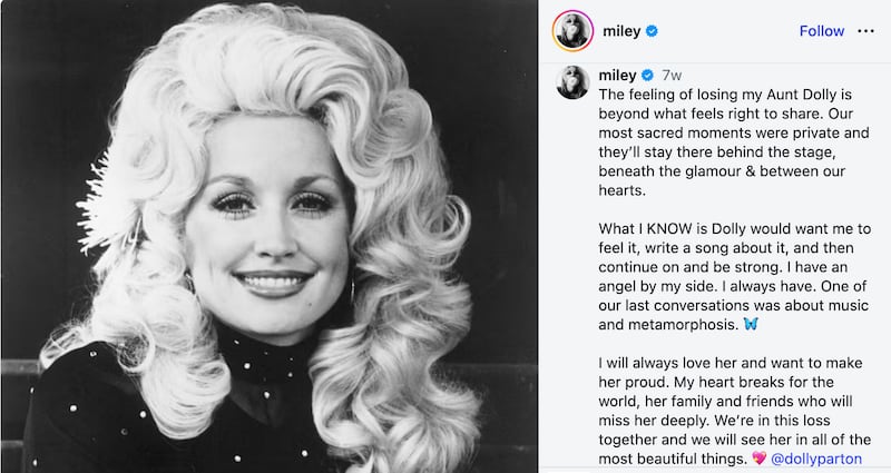 Miley on Parton's death
