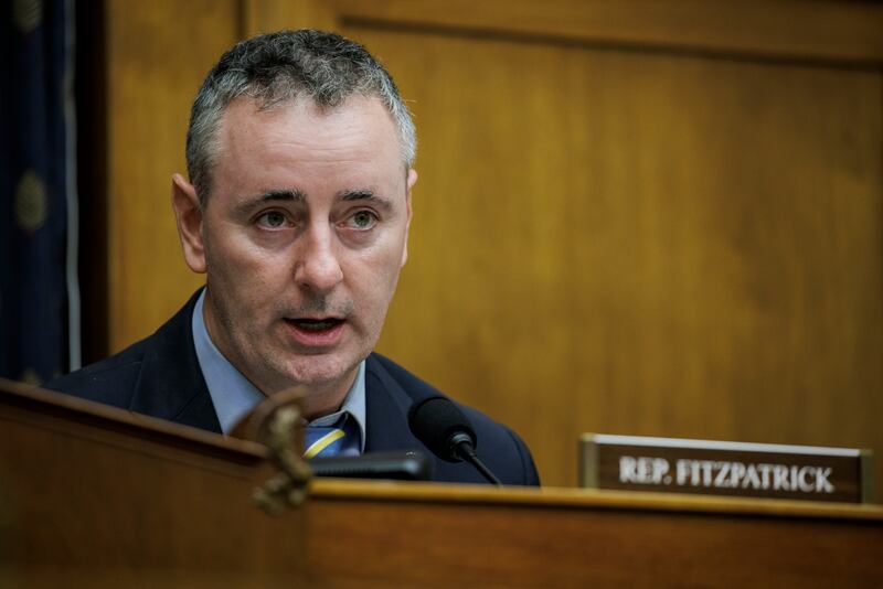 Brian Fitzpatrick (R-PA) delivers astatement during a U.S. House Foreign Affairs Subcommittee during a hearing on Capitol Hill on September 21, 2022