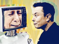Elon Musk watching a fake AI video of a Venezuelan woman crying.