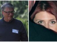 A picture of Bill Gates next to a picture of Anna Chapman.