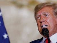 Former U.S. President Donald Trump delivers remarks on the day of his court appearance in New York after being indicted by a Manhattan grand jury following a probe into hush money paid to porn star Stormy Daniels.