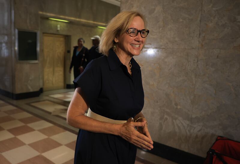 Miami Mayoral candidate Eileen Higgins arrives to vote at a polling place on election day on December 09, 2025 in Miami, Florida. Higgins, a Democrat, faces Republican Emilio González, a former city manager endorsed by President Donald Trump.