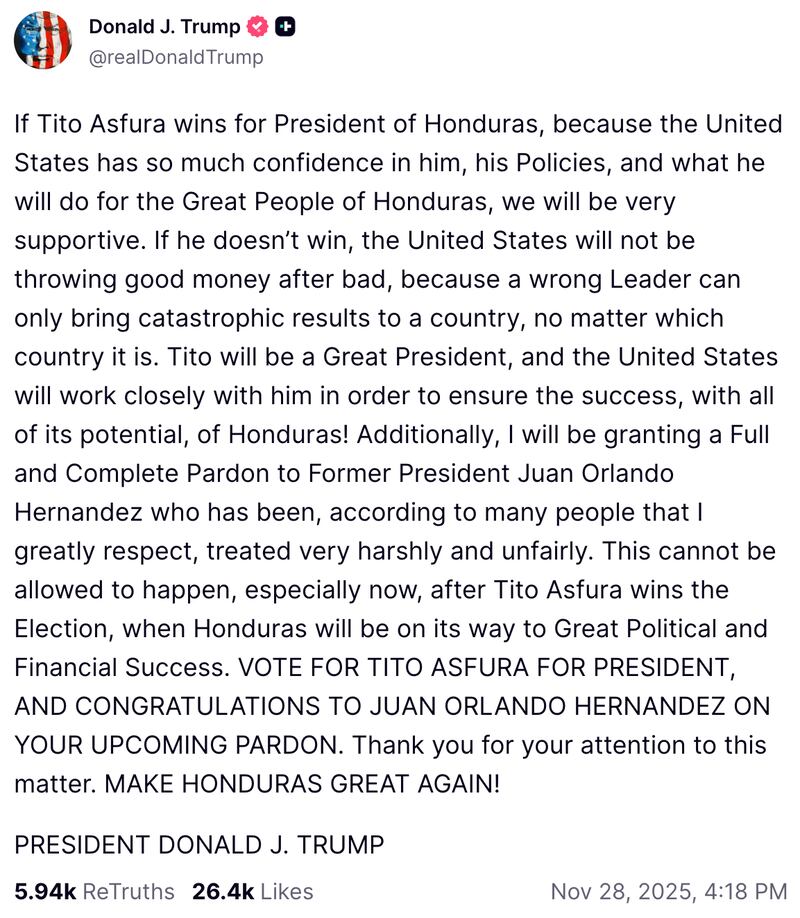 Donald Trump's Truth Social post