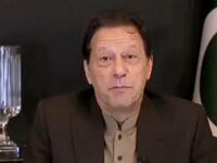 Imran Khan appearing to talk to the camera in an AI video.