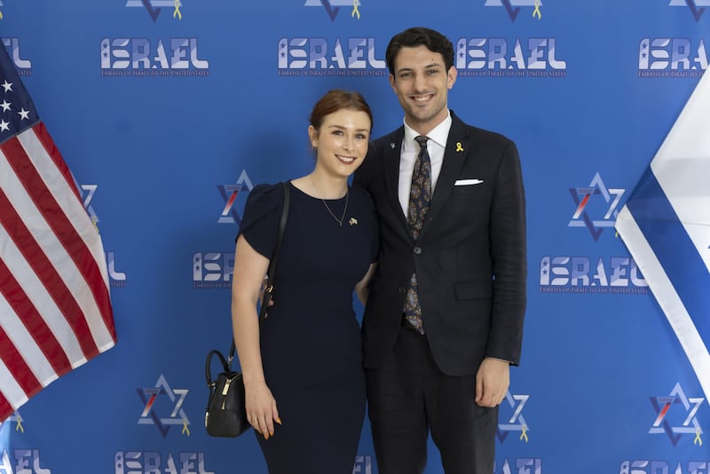Washington D.C. shooting victims Sarah Milgrim (left) and Yaron Lischinsky stood next to each other.