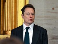 Elon Musk standing in the Capitol Rotunda at President Donald Trump's inauguration.