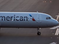American Airlines in taxi.