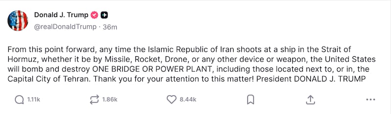 Trump lobs new threat at Iran.