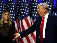 Donald Trump with daughter-in-law Lara Trump (L).