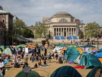 A pro-Palestinian encampment at the Columbia University on April 28, 2024, in New York City.