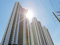 From left, Trump Towers I, II and III are shown in Sunny Isles Beach, Florida, U.S. March 13, 2017.