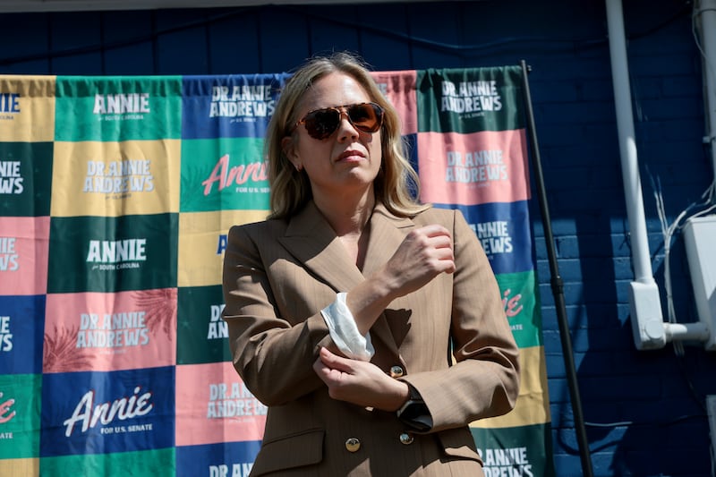 South Carolina Democratic Senate candidate Dr. Annie Andrews speaks during a campaign stop at the Columbia Bethlehem Community Center on October 06, 2026 in Columbia, South Carolina.