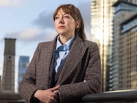 A photograph of Diane Morgan as Philomena Cunk for Cunk on Earth.