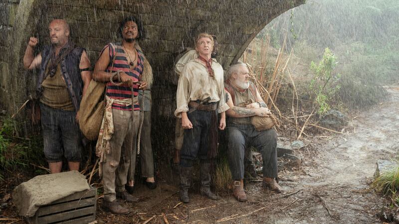 A photo including Matthew Maher, Samba Schutte, Rhys Darby, Kristian Nairn in the HBO show Our Flag Means Death