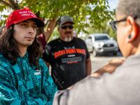 Rally over New Mexico conquistador statue at the Rio Arriba County building