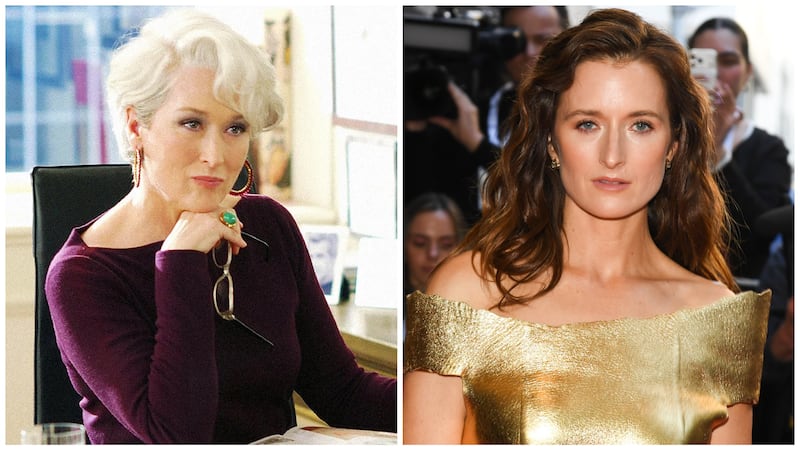 Meryl Streep as Miranda Priestly and Grace Gummer