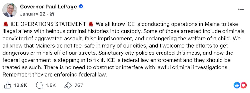 Paul LePage on Facebook