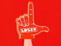 Loser version of Foam Finger with Trump's head instead of the "o"