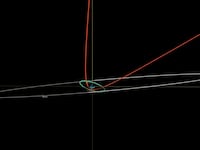 A mock-up of the asteroid’s trajectory.