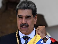 Venezuela's President Nicolas Maduro gestures as he leaves the Capitolio in Caracas on January 10, 2025.