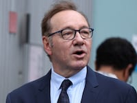 Kevin Spacey outside a London courthouse as his sexual assault trial continues