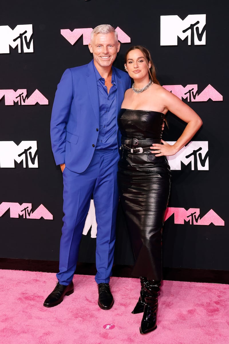 Hannah Berner is married to fellow comedian Des Bishop, 50. Pictured here at the 2023 MTV Video Music Awards in New Jersey.