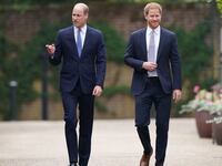 William and Harry attend the unveiling of a statue they commissioned of their mother Diana, Princess of Wales, in 2021.