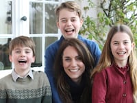 A photo released by Kensington Palace of Princess Kate Middleton surrounded by her children.