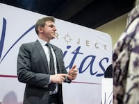 Founder and ex-leader of Project Veritas, James O’Keefe, speaks at CPAC.