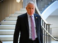 US Rep. Ken Buck, R-CO, arrives for an intelligence briefing by National Security Advisor Jake Sullivan in the US Capitol in Washington, DC, on February 15, 2024.