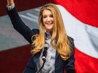 U.S. Sen. Kelly Loeffler (R-GA) welcomes a crowd during a runoff election night party at Grand Hyatt Hotel in Buckhead on January 6, 2021 in Atlanta, Georgia.