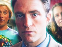 A photo illustration of Robert Pattinson, Skyler Gisondo, and Meritt Weaver in Primetime.
