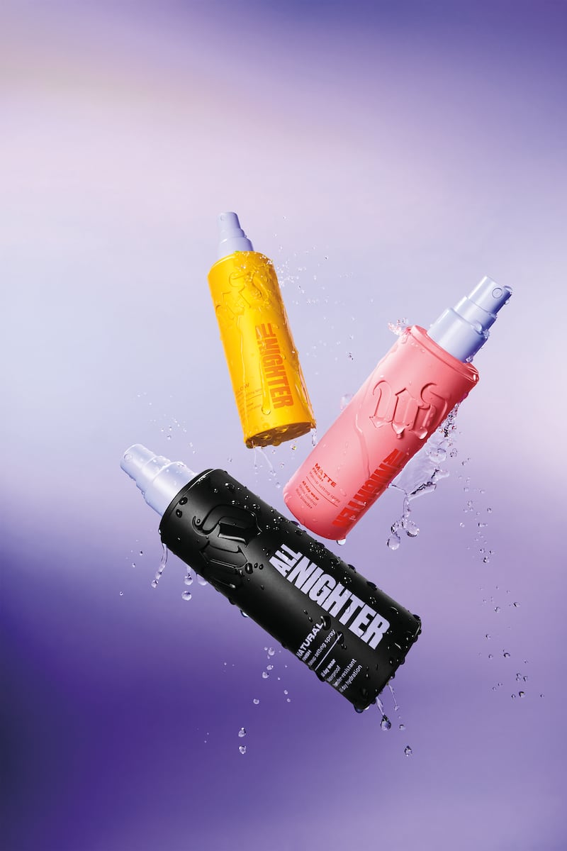 Urban Decay's New All Nighter 24 HR Setting Spray in Natural finish, Matte finish, and Glowy finish.