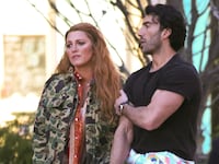 Blake Lively and Justin Baldoni on the set of "It Ends With Us."