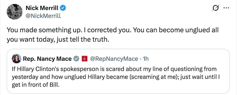 Hillary Clinton's adviser slams Rep. Nancy Mace on X.