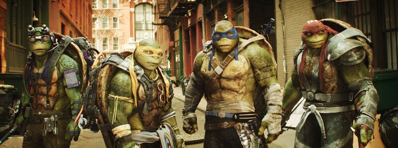 A picture from ‘Teenage Mutant Ninja Turtles: Out of the Shadows’ shows the turtles