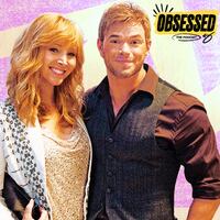 Obsessed podcast illustration Lisa Kudrow and Kellan Lutz.