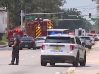 The scene in Jacksonville, Florida, after a shooting at a Dollar General