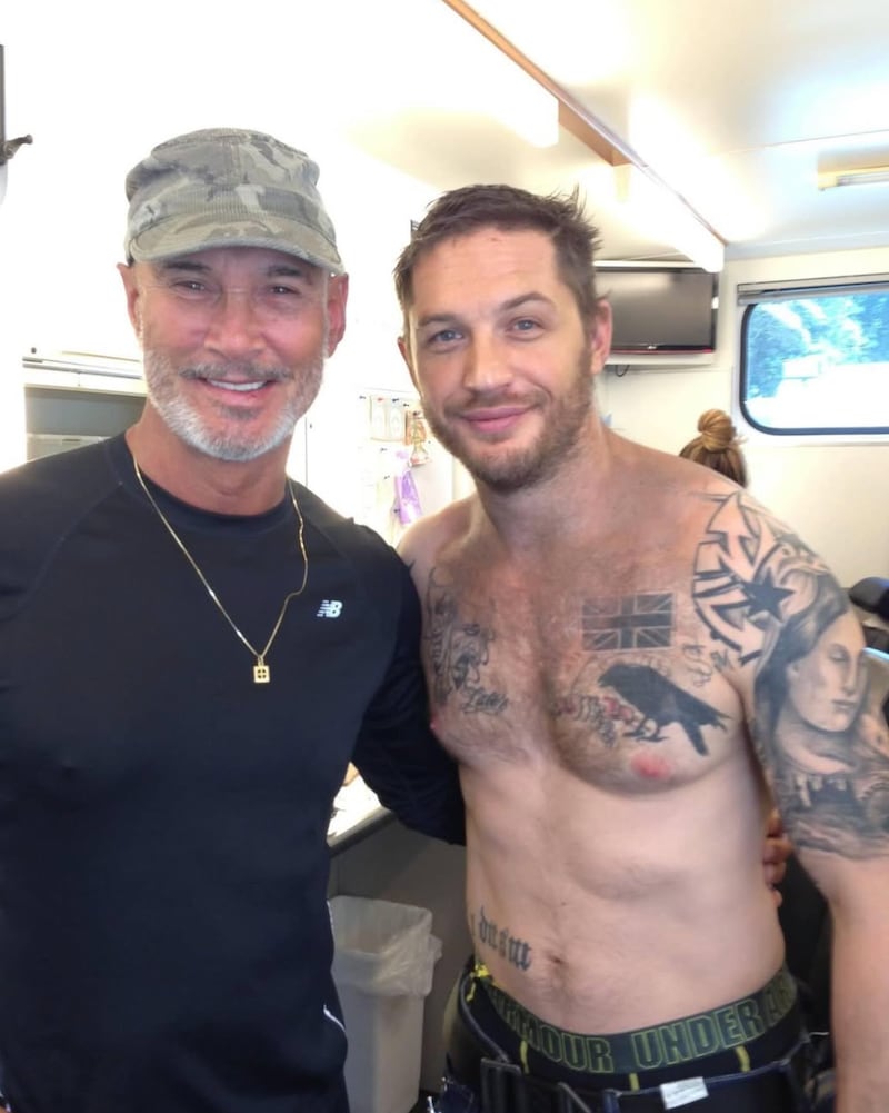 Australian actor and martial arts icon Richard Norton poses with Actor Tom Hardy in 2024.