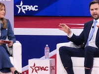 U.S. Vice President JD Vance and Mercedes Schlapp at the Conservative Political Action Conference (CPAC).