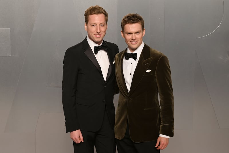 Shawn McCreesh (L) and Vanity Fair editor Mark Guiducci attend the 2026 Vanity Fair Oscar Party.