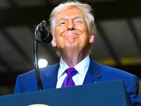 President Donald Trump gives a speech about the economy at the Coosa Steel Corporation factory in Rome, Georgia, on February 19, 2026.