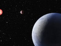 An illustration including a photo of LP 890-9C, Sister Planet Lightyears away from Earth.