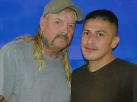 Joe Exotic poses with his fiancee Jorge Marquez in an undated photo.