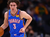 Josh Giddey #3 of the Oklahoma City Thunder during the game against the Minnesota Timberwolves